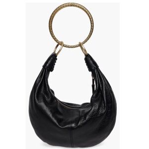 Black Leather Hobo Bracelet Bag